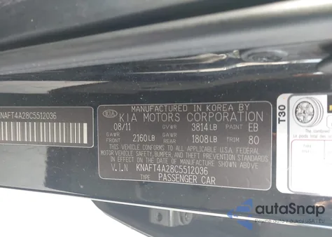 2012 Kia Forte Lx from USA, damaged, VIN KNAFT4A28C5512036